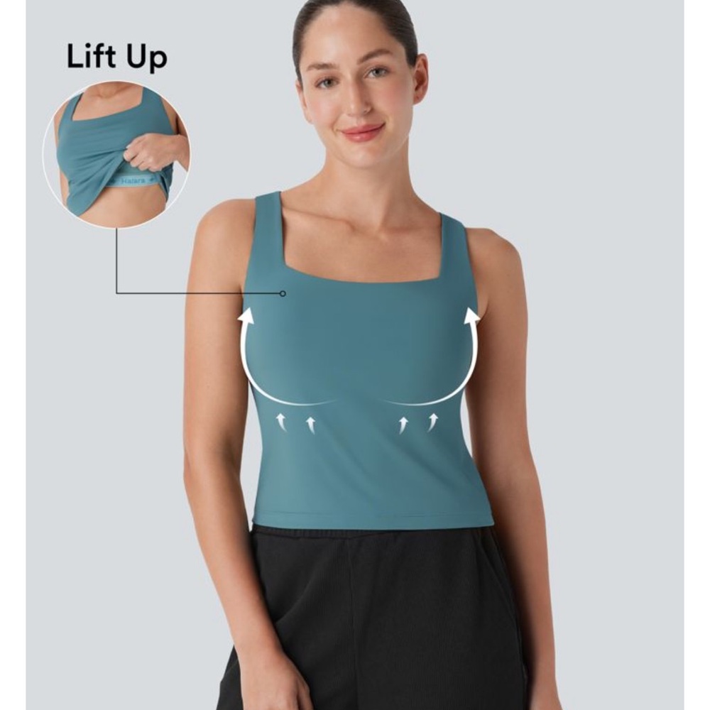 NWT HALARA 80 softlyzero square neck lift up cool touch yoga tank size S. UPF50